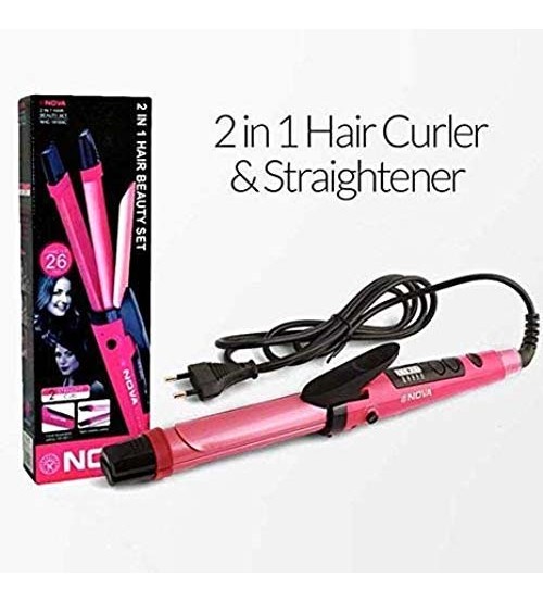 New Nova 2 In 1 Hair Beauty Set Curler And Straightener Set